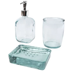 Jabony 3-częściowy zestaw łazienkowy ze szkła pochodzącego z recyclingu (12619001)