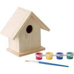 Domek dla ptaków, zestaw do malowania, farbki i pędzelek - drewno (V7347-17)