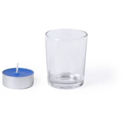 Szklany świecznik, świeczka zapachowa - niebieski (V8838-11)