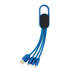 Kabel do ładowania 4 w 1 z karabińczykiem - niebieski (P302.075)