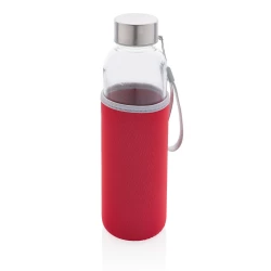 Szklana butelka sportowa 500 ml w pokrowcu - czerwony (P433.434)