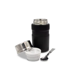 Termiczny pojemnik na żywność 650 ml Air Gifts, składana łyżka - czarny (V9962-03)