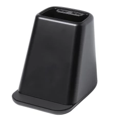 Ładowarka bezprzewodowa 10W, 2 wyjścia USB, pojemnik na przybory do pisania, stojak na telefon - czarny (V1113-03)