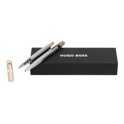 Zestaw upominkowy HUGO BOSS długopis i pióro kulkowe - HSV2854B + HSV2855B - Srebrny (HPBR285B)
