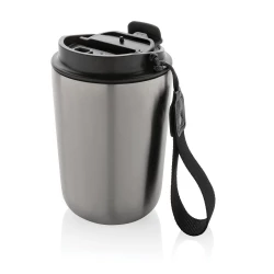 Kubek termiczny 380 ml Cuppa, stal nierdzewna z recyklingu - srebrny, czarny (P435.022)