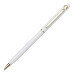 Długopis aluminiowy Touch Tip Gold, biały (R73409.06)
