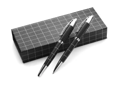 Zestaw piśmienny, długopis i pióro kulkowe - czarny (V1420-03)