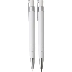 Zestaw piśmienny, ołówek mechaniczny i długopis - biały (V1559-02)