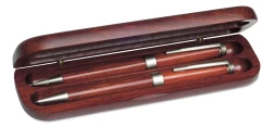 Zestaw piśmienny, długopis i ołówek w drewnianym etui - drewno (V1115-17)