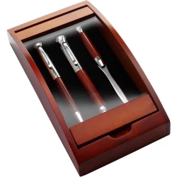 Zestaw piśmienny, długopis, pióro wieczne i nóż do otwierania listów - drewno (V1265-17)