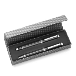 Zestaw piśmienny, długopis i pióro kulkowe - czarny (V1066-03)