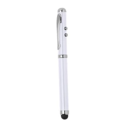Wskaźnik laserowy, lampka LED, długopis, touch pen - biały (V3459-02)