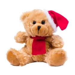 Pluszowy miś świąteczny | Clarence - brązowo-czerwony (HE291-56)