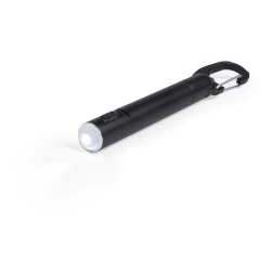 Latarka 1 LED, długopis i karabińczyk - czarny (V8735-03)