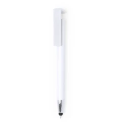 Długopis, touch pen, stojak na telefon - biały (V1777-02)
