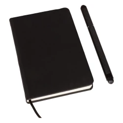 Notatnik ok. A6 z długopisem z zatyczką, touch pen - czarny (V2887-03)