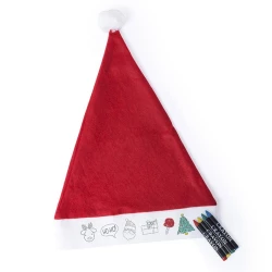 Zestaw do kolorowania, czapka świąteczna, kredki świecowe - czerwony (V7160-05)