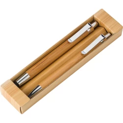 Zestaw piśmienny, bambusowy długopis touch pen i ołówek mechaniczny - brązowy (V1803-16)