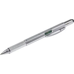 Długopis wielofunkcyjny, touch pen, linijka, poziomica - srebrny (V1919-32)