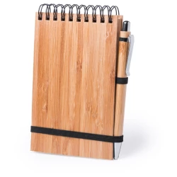 Bambusowy notatnik A6, długopis - brązowy (V2966-16)
