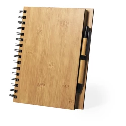 Bambusowy notatnik A5, długopis - brązowy (V0206-16)