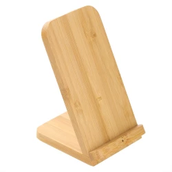 Bambusowa ładowarka bezprzewodowa 10W B'RIGHT, stojak na telefon - drewno (V0349-17)