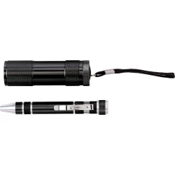 Zestaw narzędzi, latarka LED, śrubokręt wielofunkcyjny - czarny (V9767-03)