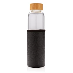 Szklana butelka sportowa 550 ml w pokrowcu - czarny (P436.291)