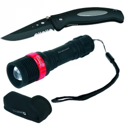 Zestaw latarka i nóż NEST Schwarzwolf - czarny (F2100100SA303)