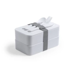 Antybakteryjne pudełka śniadaniowe 2 szt., 2x700 ml, sztućce - biały (V8861-02)