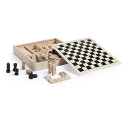 Zestaw gier, szachy, warcaby, domino i mikado - drewno (V7364-17)
