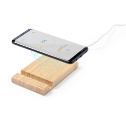 Bambusowa ładowarka bezprzewodowa 5W, stojak na telefon, stojak na tablet - neutralny (V0157-00)
