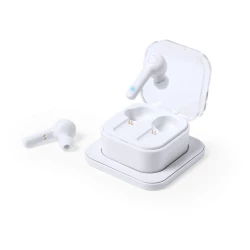 Bezprzewodowe słuchawki douszne, ładowarka bezprzewodowa 5W - biały (V0164-02)