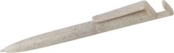 Długopis ze słomy pszenicznej, stojak na telefon - jasnobrązowy (V9332-18)