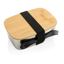 Pudełko śniadaniowe z bambusowym wieczkiem, łyżkowidelec (P269.622)