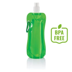 Składana butelka sportowa 400 ml z karabińczykiem - zielony, biały (P436.207)