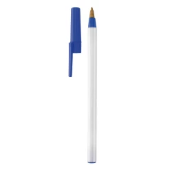 Długopis z białym trzonem i kolorową zatyczką - niebieski (V1584-11)