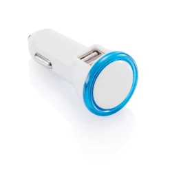 Podwójna ładowarka samochodowa USB - niebieski, biały (P302.274)