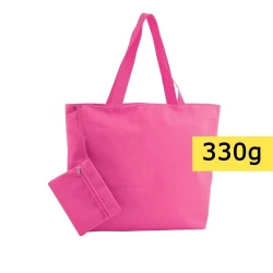 Torba plażowa, na zakupy, kosmetyczka w komplecie - różowy (V8612-21)