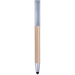 Bambusowy długopis, touch pen, stojak na telefon - srebrny (V1929-32)