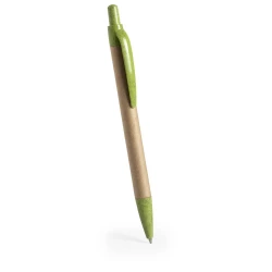 Długopis z kartonu z recyklingu, elementy ze słomy pszenicznej - zielony (V1958-06)