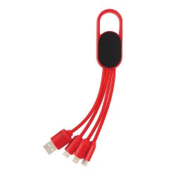Kabel do ładowania 4 w 1 z karabińczykiem - czerwony (P302.074)