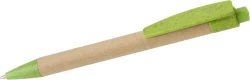 Długopis z kartonu z elementami ze słomy pszenicznej - jasnozielony (V9336-10)