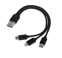 Kabel USB 3w1 micro USB + USB typ C + Lightning - czarny (EG ZT703)