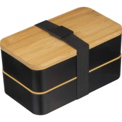 Dwupoziomowy lunchbox z włókna roślinnego - czarny (242203)
