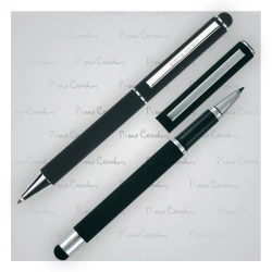 Zestaw piśmienny długopis i pióro kulkowe soft touch CLAUDIE - czarny (B0401201IP303)