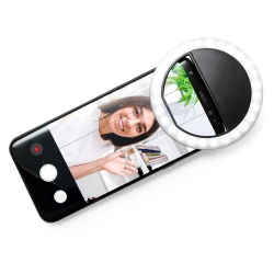 Lampka pierścieniowa LED do telefonu, lampka do selfie - czarny (V0197-03)