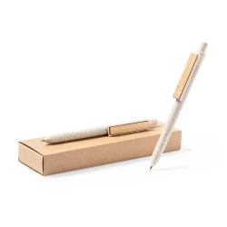 Zestaw piśmienny ze słomy pszenicznej, długopis i ołówek mechaniczny - neutralny (V9351-00)