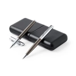 Zestaw piśmienny, długopis i pióro kulkowe - czarny (V9353-03)