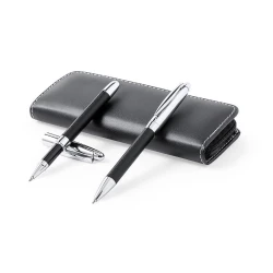 Zestaw piśmienny, długopis i pióro kulkowe - czarny (V9354-03)